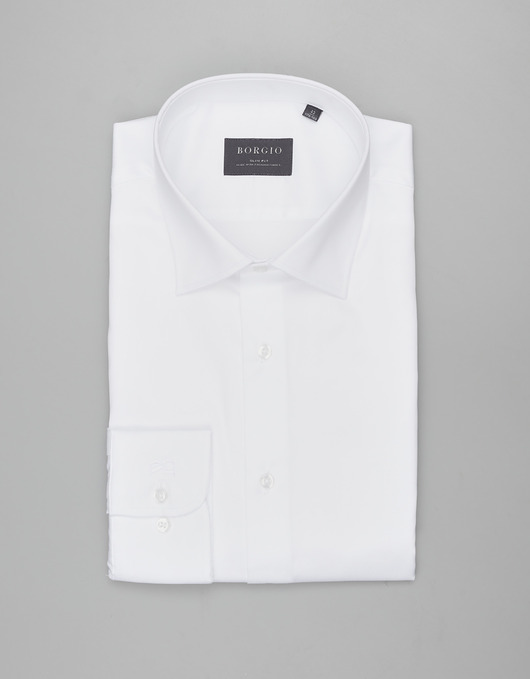 koszule męskie Koszula manziana 00598 długi rękaw biały slim fit