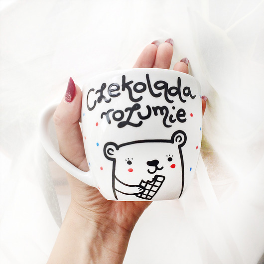 Czekolada rozumie - kubek ręcznie malowany 300ml miamilu