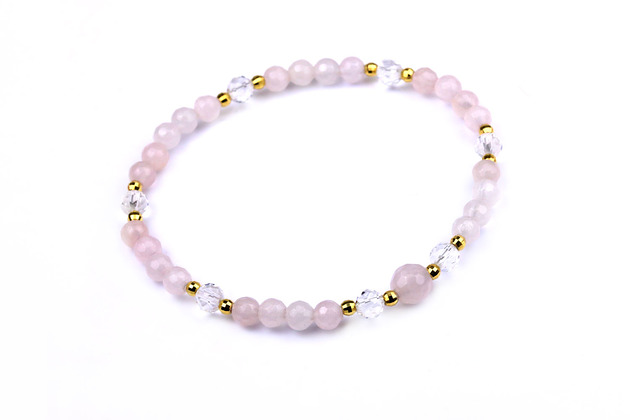 Bransoletka Kryształ Górski i Kwarc Różowy Brazi Druse Jewelry