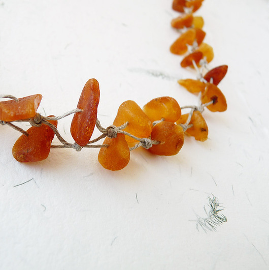 kolie Matowe bursztyny Naszyjnik bez metalu