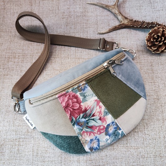 saszetka nerka Nerka półksiężyc różany ogród angielski patchwork