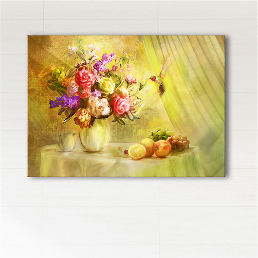 obrazy Obraz - Koliber, kwiaty - wydruk na płótnie