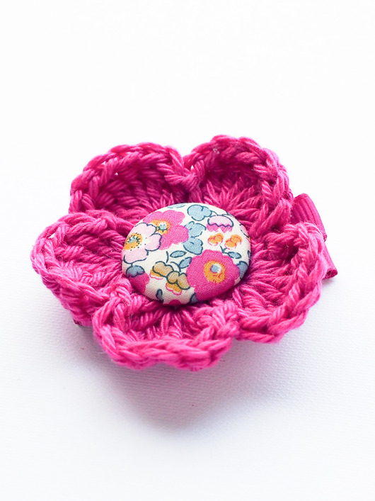 ozdoby do włosów dla dzieci Spinka do włosów kwiatek szydełkowy