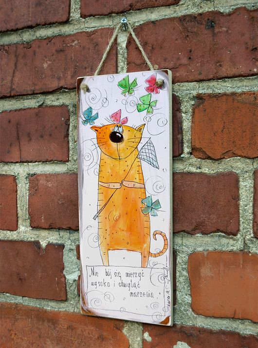 Ozdoby na ścianę Deseczka z sentencją "Nie bój się mierzyć wysoko i chwytać marzenia"