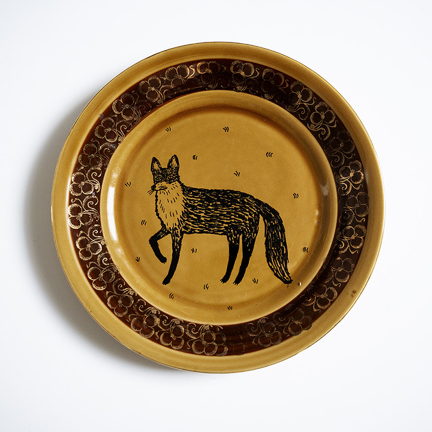 Ozdoby na ścianę Talerz na ścianę - rudy lis