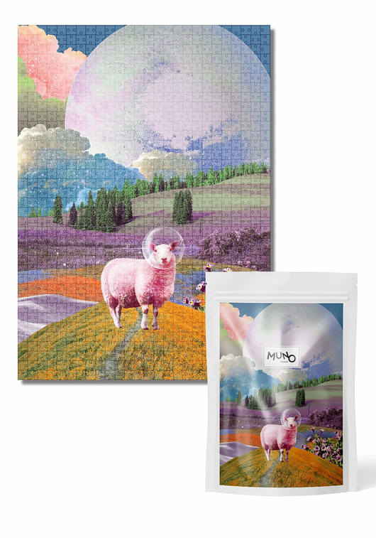 puzzle dla dzieci Puzzle 1000 "Space Sheep" by Agnieszka Osiecka w papierowym woreczku