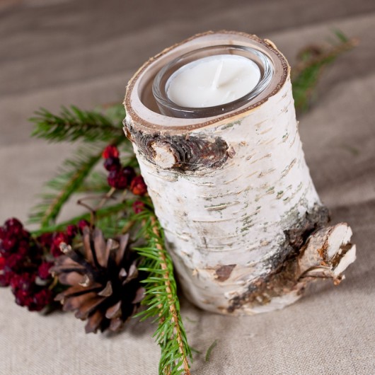 Brzozowy świecznik na tealight&#039;a i love nature