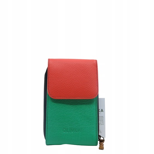 torby na ramię Torebka damska na telefon listonoszka skórzana regulowany pasek OLIVKA