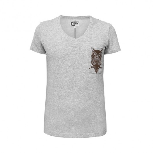 Szary T-shirt z sową Madox design