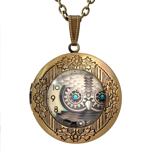 Medalion sekretnik Steampunkowa sowa -0579 EGGinEGG
