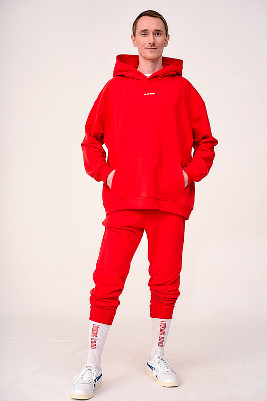 bluzy męskie Hoodie Oversize Red