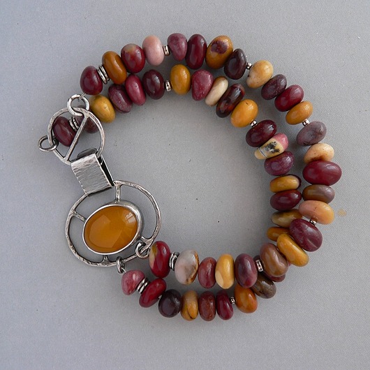 bransoletki srebrne -agat i mokait-