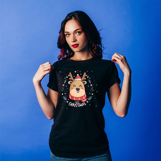 t-shirt damskie Koszulka damska  organiczna Słodki renifer