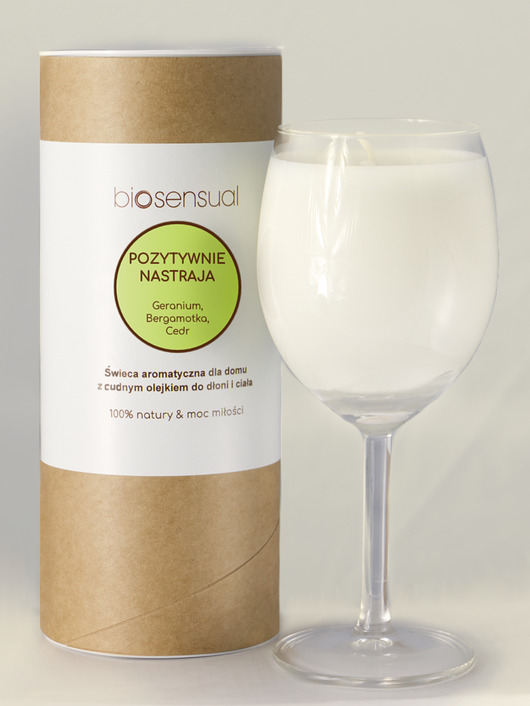 świece zapachowe Świeca do masażu i aromaterapii POZYTYWNIE NASTRAJA 200g KIELICH