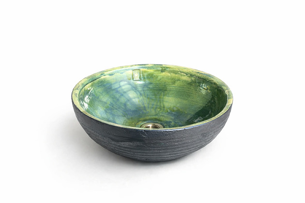 umywalki Umywalka Ceramiczna Nablatowa Ręcznie Robiona w Ciemnej Butelkowej Zieleni