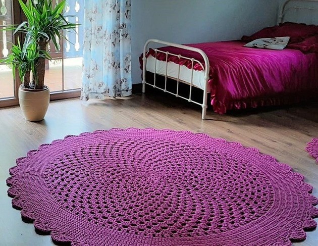 dywany Dywan okrągły ażurowy fuksja, biskupi - kolory