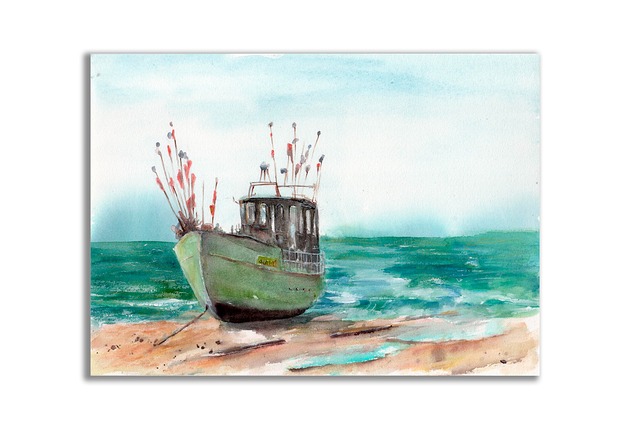 grafiki i ilustracje Akwarela ręcznie malowana "Bałtyk"
