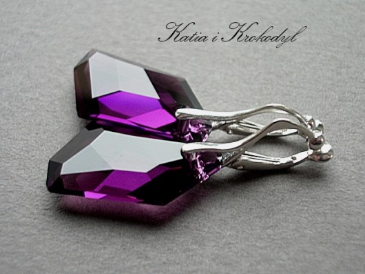 KLIPSY kryształ SWAROVSKI DE ART AMETHYST Katia i krokodyl