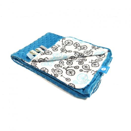 Kocyk letni 75x100 ROWERY/TURKUS z haftem  GuGa DESIGN