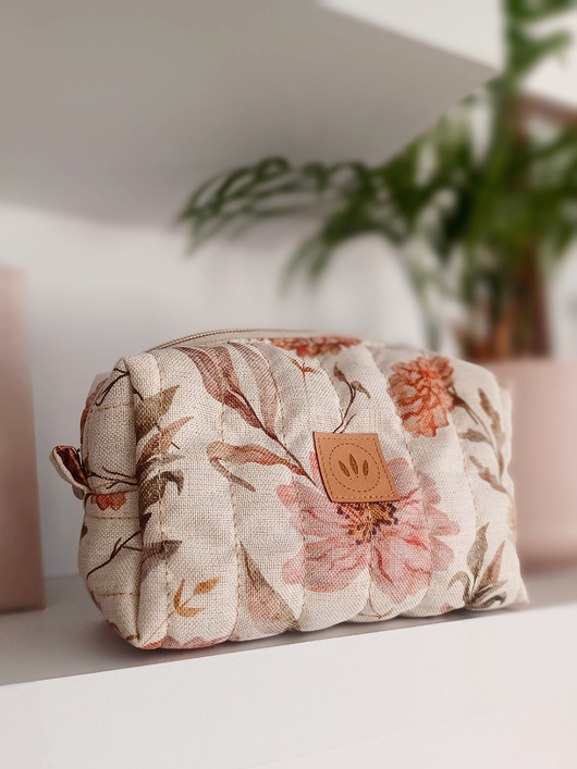 kosmetyczki Kosmetyczka wodoodporna 'lniana' Kwiaty