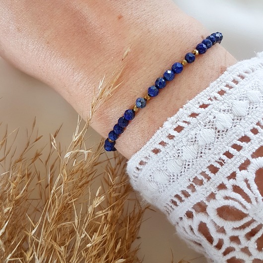 granatowa bransoletka z lapisem lazuli LEI handmade 
