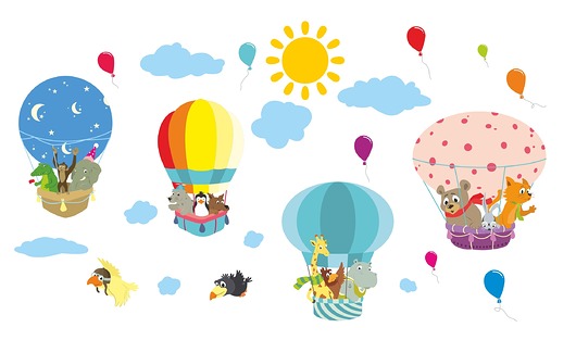 Naklejka ścienna dla dzieci balon balony chmury  madras24
