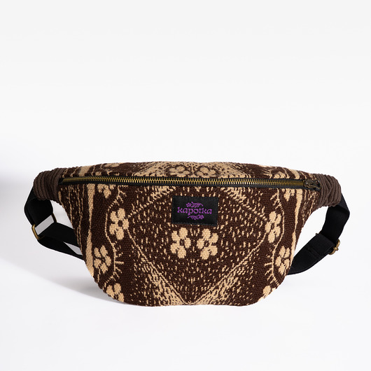 saszetka nerka Upcyclingowa nerka brązowo-beżowa ze starej narzuty