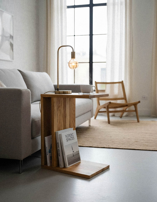 stoliki kawowe Stolik boczny do salonu z litego drewna, do sofy, stolik dostawiany