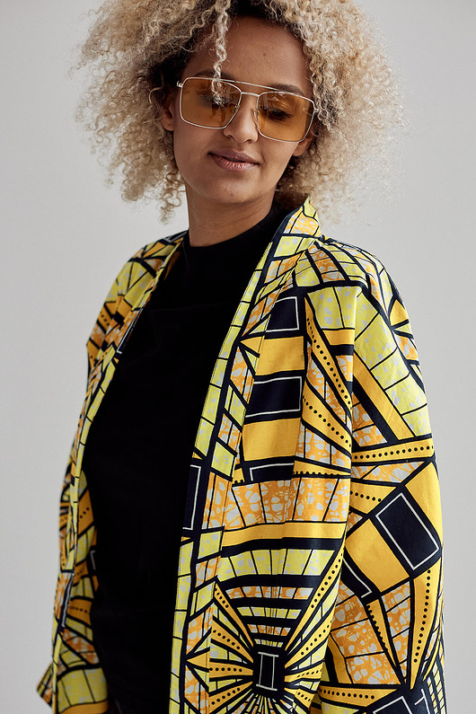 sukienki mini damskie Kimono żółto-czarne Sunny Warrior