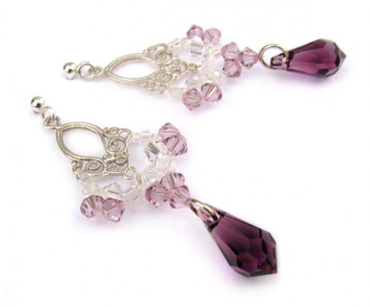 Ślubne kolczyki kryształ Swarovski - Abril w ametystach Marisella
