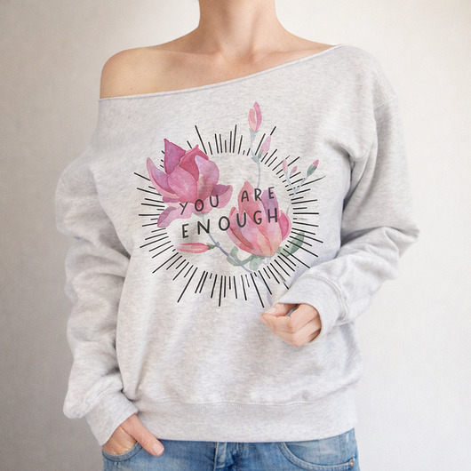 bluza bez kaptura damska You are enough Szary gruby Z