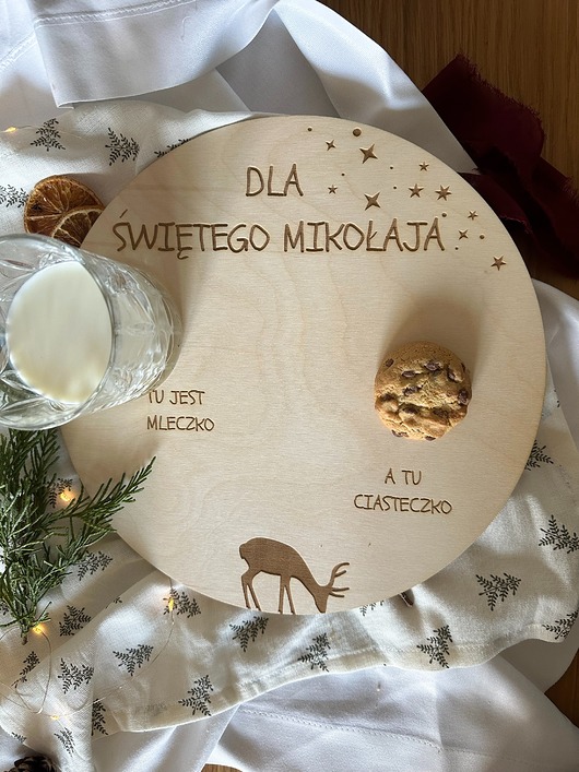 dekoracje świąteczne Drewniany talerzyk dla Świętego Mikołaja