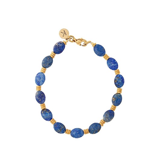 bransoletki z kamieni naturalnych Bransoletka Lapis Lazuli x Hematyt - -złote hematyty - Pozłacana