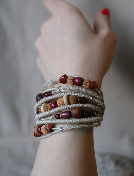 bransoletki na sznurku Bransoletka boho w kolorach Ziemi