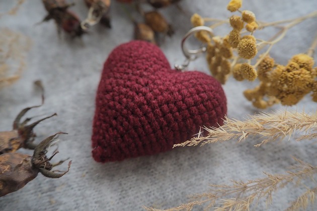 breloki Brelok bordowe serce - prezent walentynkowy