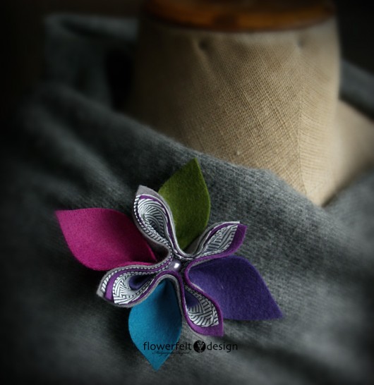pasiasta z fuksją i oliwką FlowerFelt Design