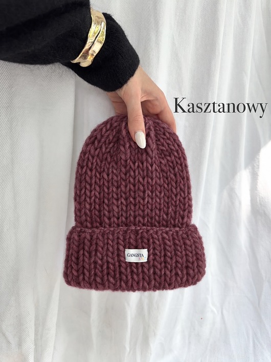 czapki damskie Czapka Lily 100% wełna *kasztanowy*