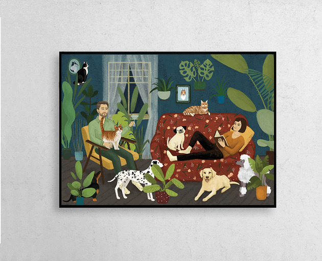 grafiki i ilustracje Psy i koty