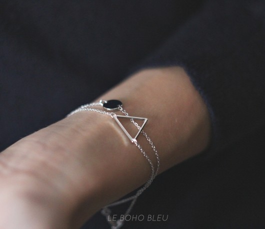 Rhodium Plated Triangle Bracelet Le Boho Bleu