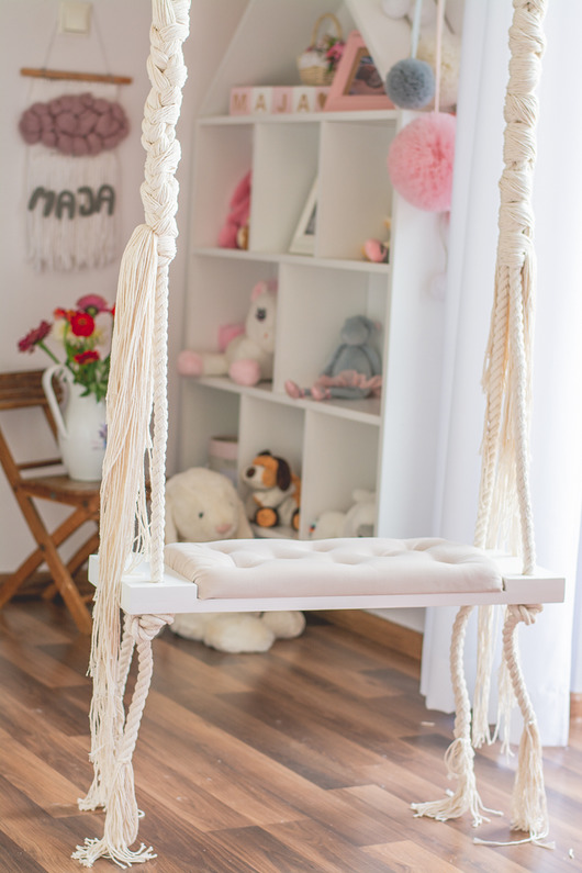 Stylowa huśtawka LARGE 70CM na linach dla dzieci OhSwing