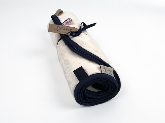Kocyk FloppyLove Cream & NavyBlue Tags Nessy Patchwork
