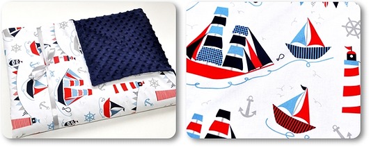 WYJĄTKOWY KOMPLET_kocyk + poduszka_MARINE MOJAMAJA