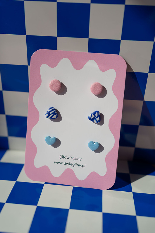 kolczyki z masy plastycznej Zestaw 3 par małych sztyftów