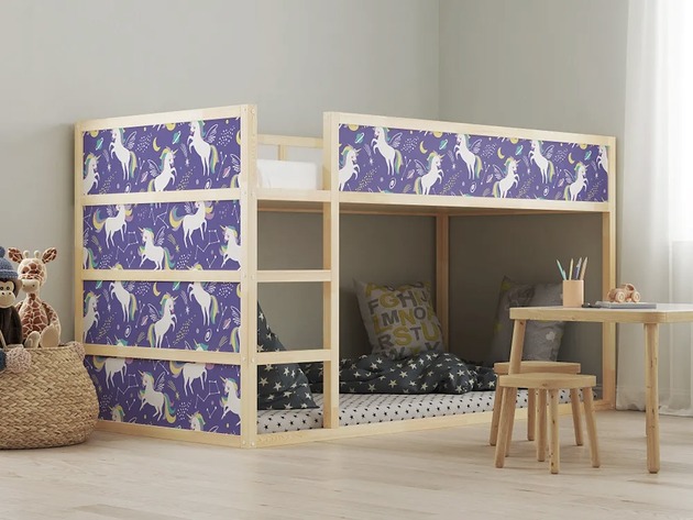 naklejki ścienne do pokoju dziecka Naklejki na łóżko Ikea Kura jednorożce