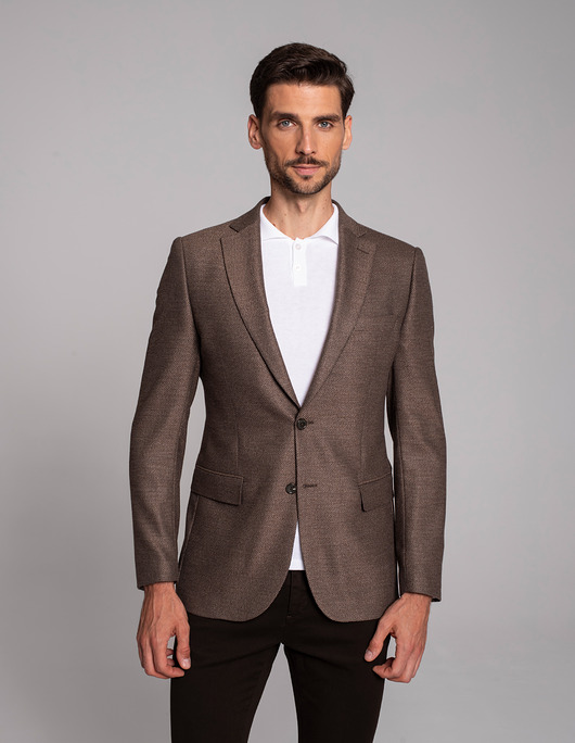 marynarki męskie Męska marynarka brolo brąz slim fit