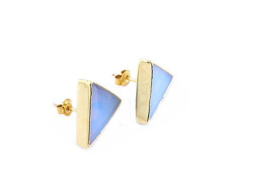 Earrings Opal trójkąty złoto Brazi Druse Jewelry