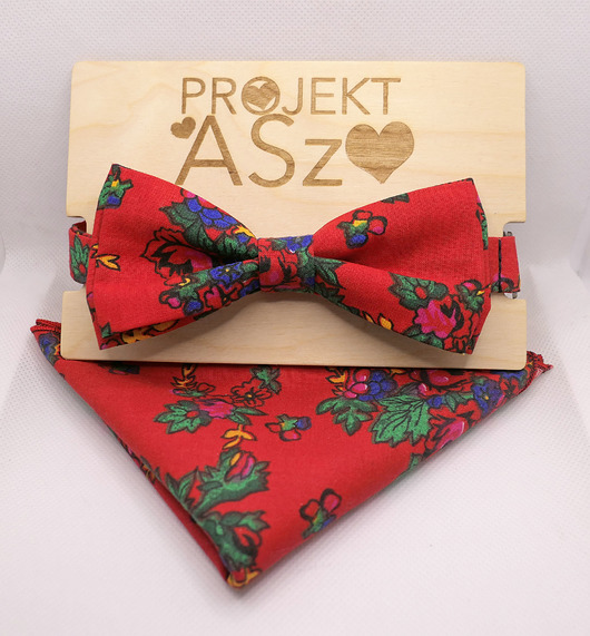 muszki i krawaty Mucha Folk/Góralska Komplet z Poszetką