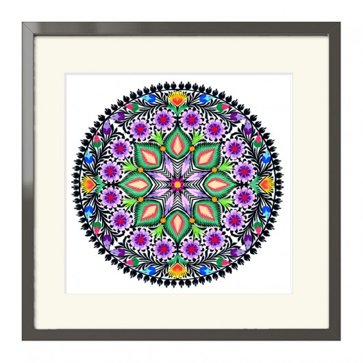 Floral Art Papercuts Mandala (in darkgray frame) na ludowo