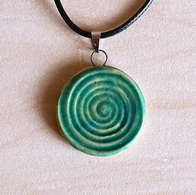 naszyjniki - inne Naszyjnik ceramiczny spirala turkus