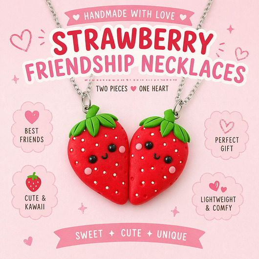 naszyjniki - inne Naszyjnik Przyjaźni Truskawki BFF